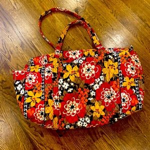 Vera Bradley bittersweet large duffle travel bag luggage red gold black